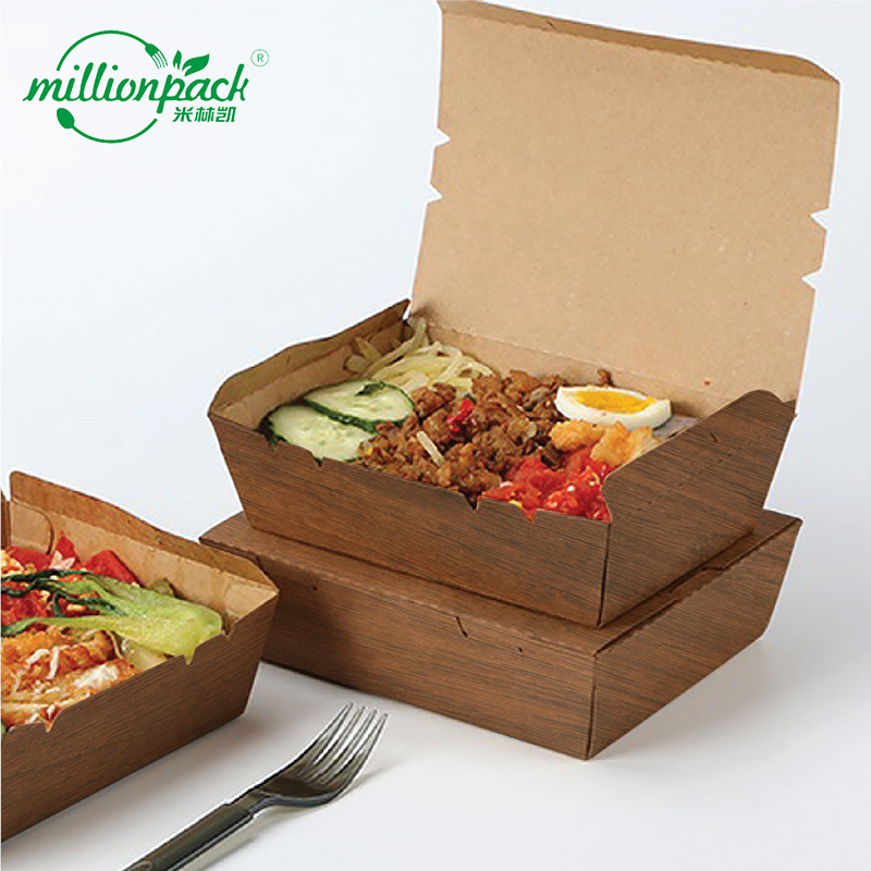 Biodegradable Kraft Paper Lunch Boxes with Leak Proof Coating