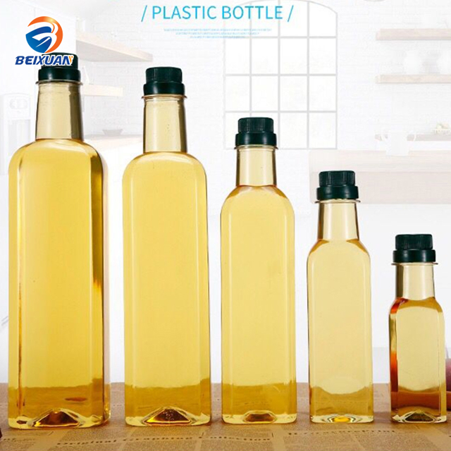 Wholesale 250ml Transparent Square Plastic Olive Oil Bottle with Cap