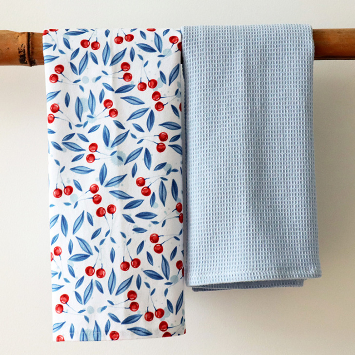 Custom 100% Cotton Flour Sack Kitchen Dish Towel Print Design Cotton Linen Woven Tea Towel for Kitchen Cleaning