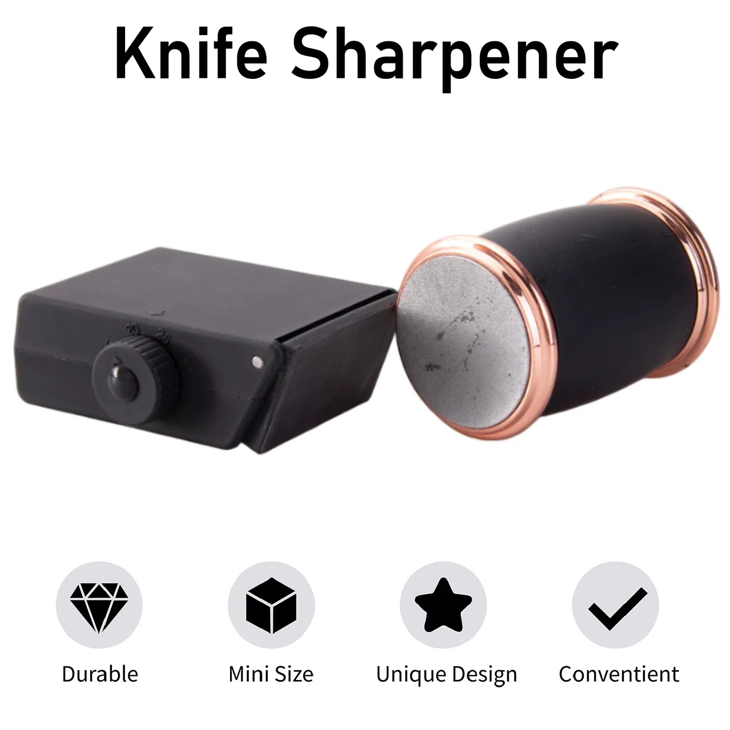 Dual Sharpening Head Knife Sharpener 5 Angle Adjustable 14-30 Degree Easy-Slide Compact-Tool