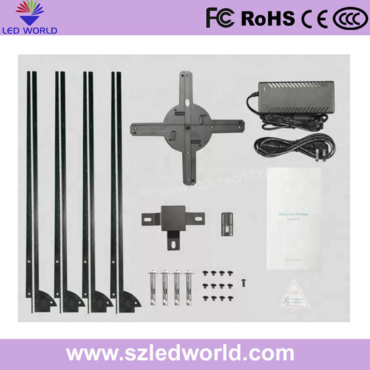 100cm 3D Hologram LED Display Screen Ball Fan Without 3D Glasses