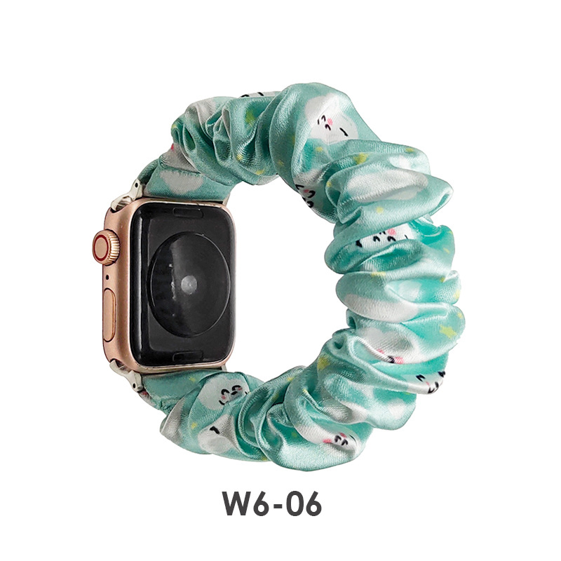 Cute Print Scrunchie Elastic Watch Band Durable Stretchable Solo Loop Strap for Scrunchie Apple Watch Band Elastic