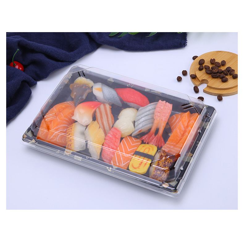 Disposable Plastic Sushi Box with Lid Japanese Packaging Sushi Box