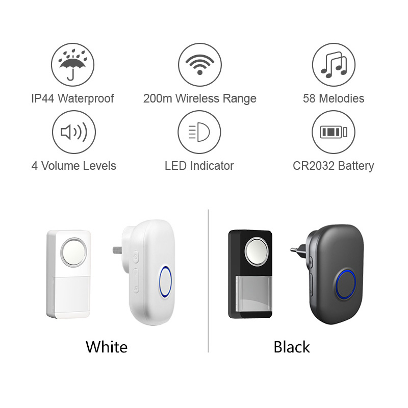 Wireless Door Chime with Battery Push Button