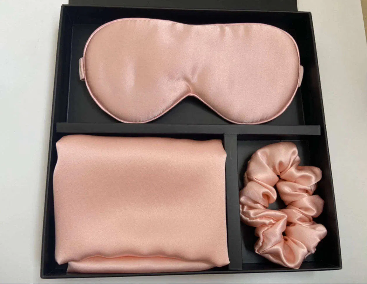 Eye Mask and Pillowcase Scrunchies Pillow Case Sets with Box Luxury Custom Logo Private Label Silk 100 Mulberry Silk Christmas