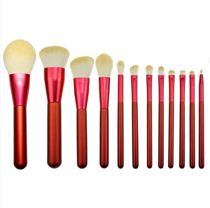 Private Label 12PCS Cosmetic Tools Make up Brush for Blending Foundation Liquid Cream Powder
