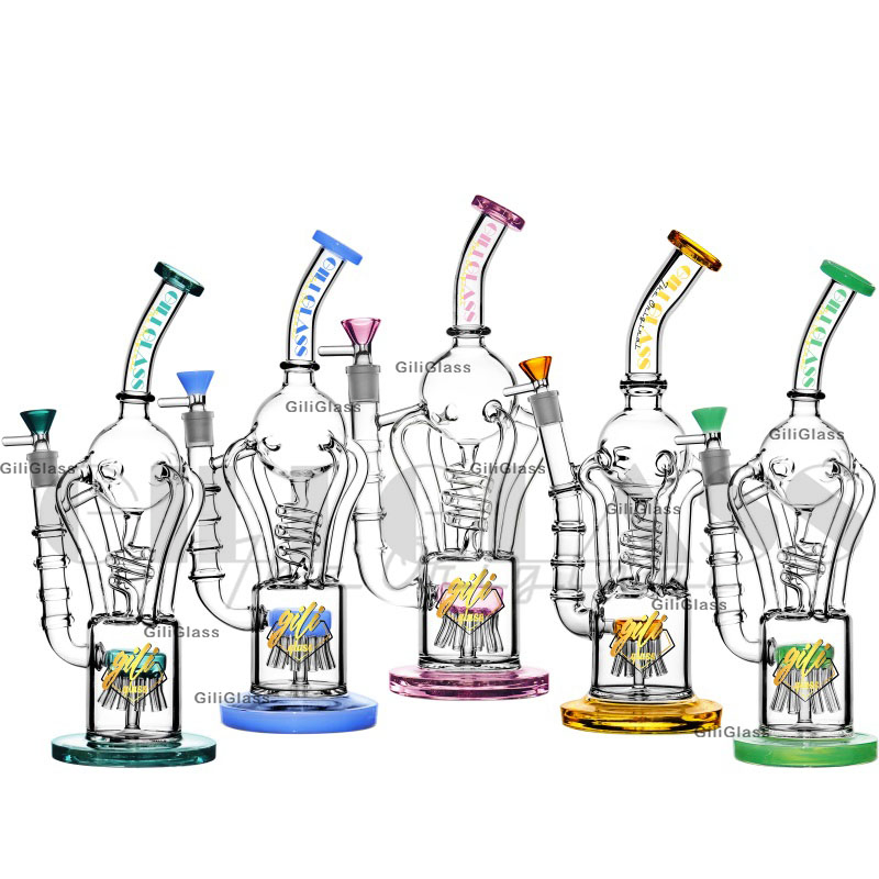 Gili-361 Giliglass 13 Inches Recycle High Borosilicate Glass Smoking Pipe DAB Rig Green Water Pipe