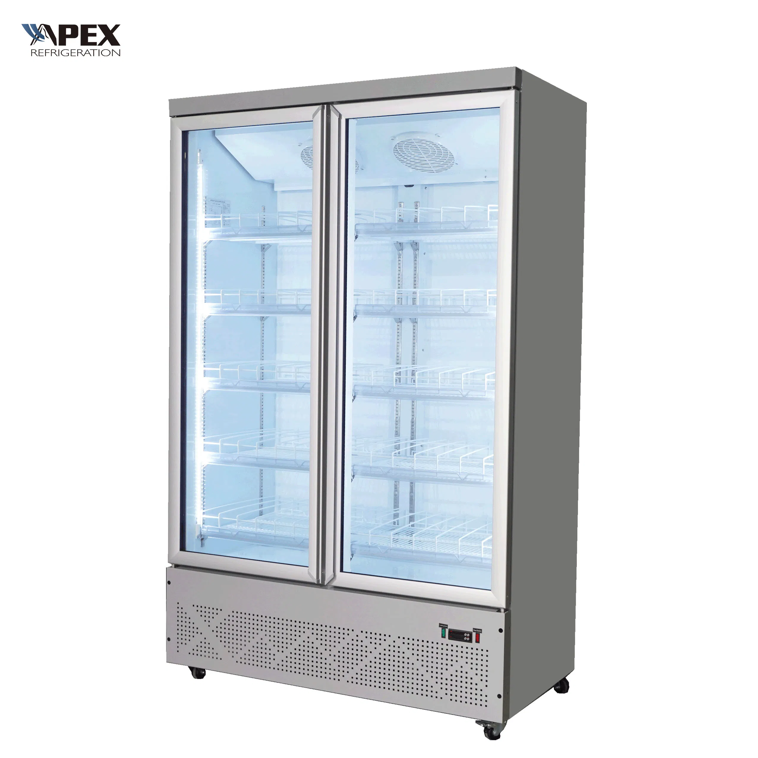 Supermarket 1 2 3 4 Upright Glass Doors Display Chiller Freezer Refrigerator