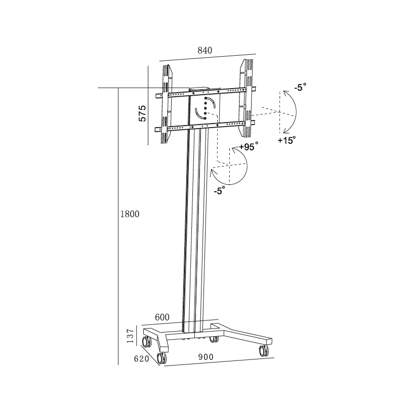 Напольная стойка для ТВ 30-60 дюймов, поворотная