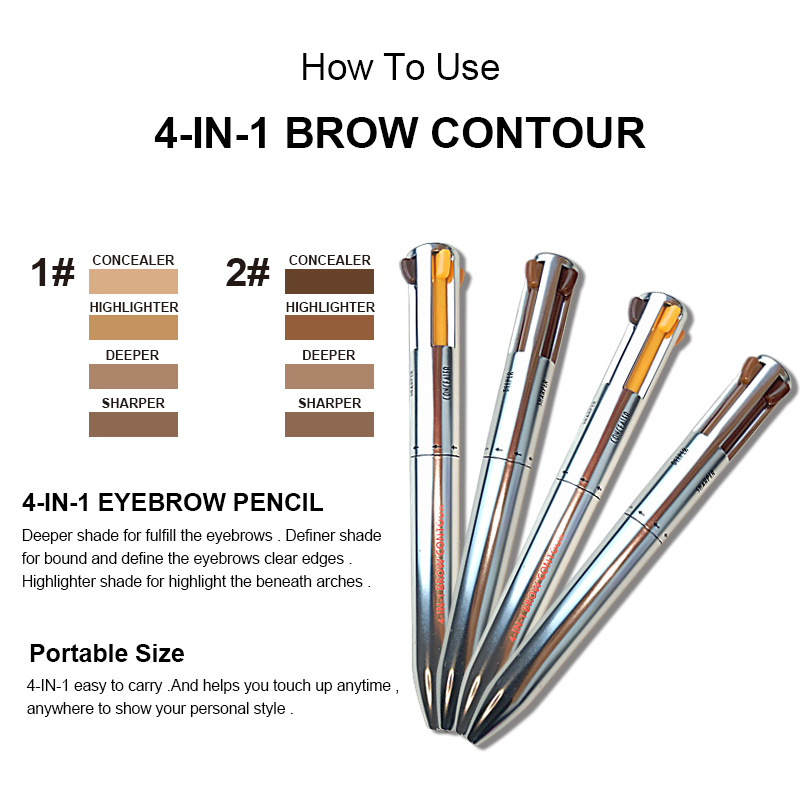 Makeup Pen Eyebrow Contour Pen 4-in-1 Contour Eye Brow Pencil