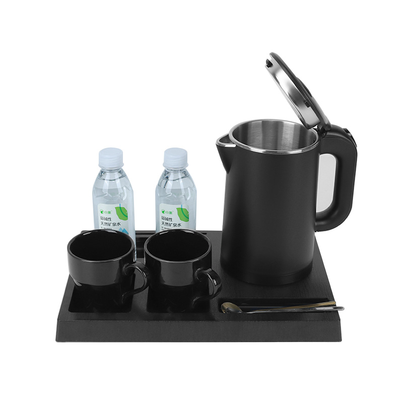 Sleek 1.0L Electric Kettle Set with Elegant Tray