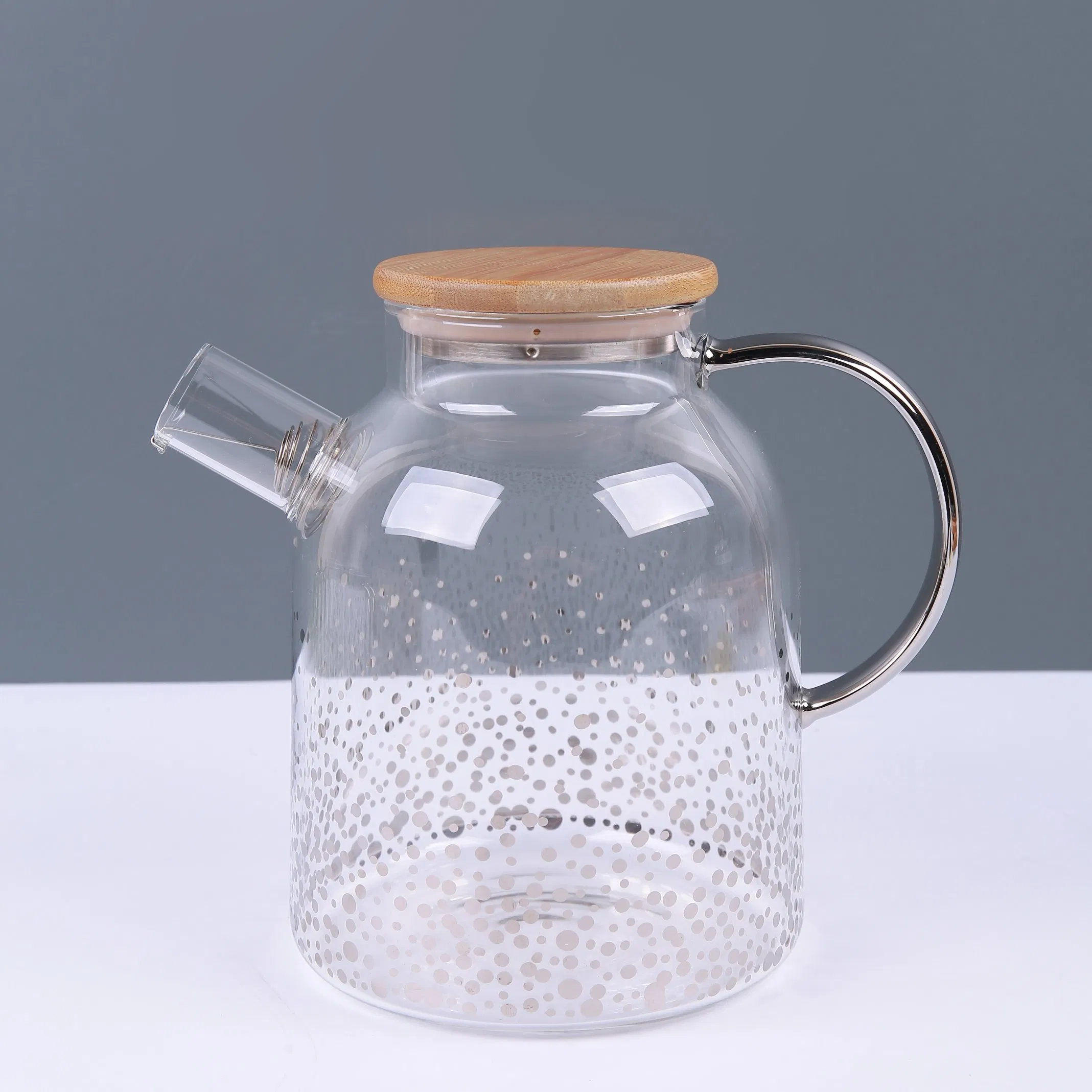 1.8L Drinking Water Tea Pot Glass with Bamboo Lid