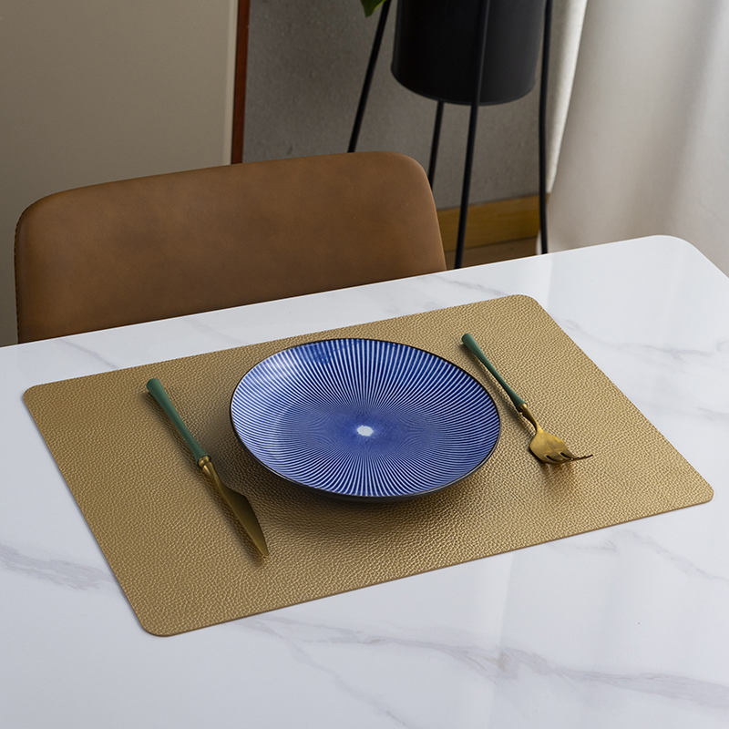 High Quality Waterproof PVC Leather Place Durable Plate Mats Dining Table Mats Faux Leather Dinner Plate Mat