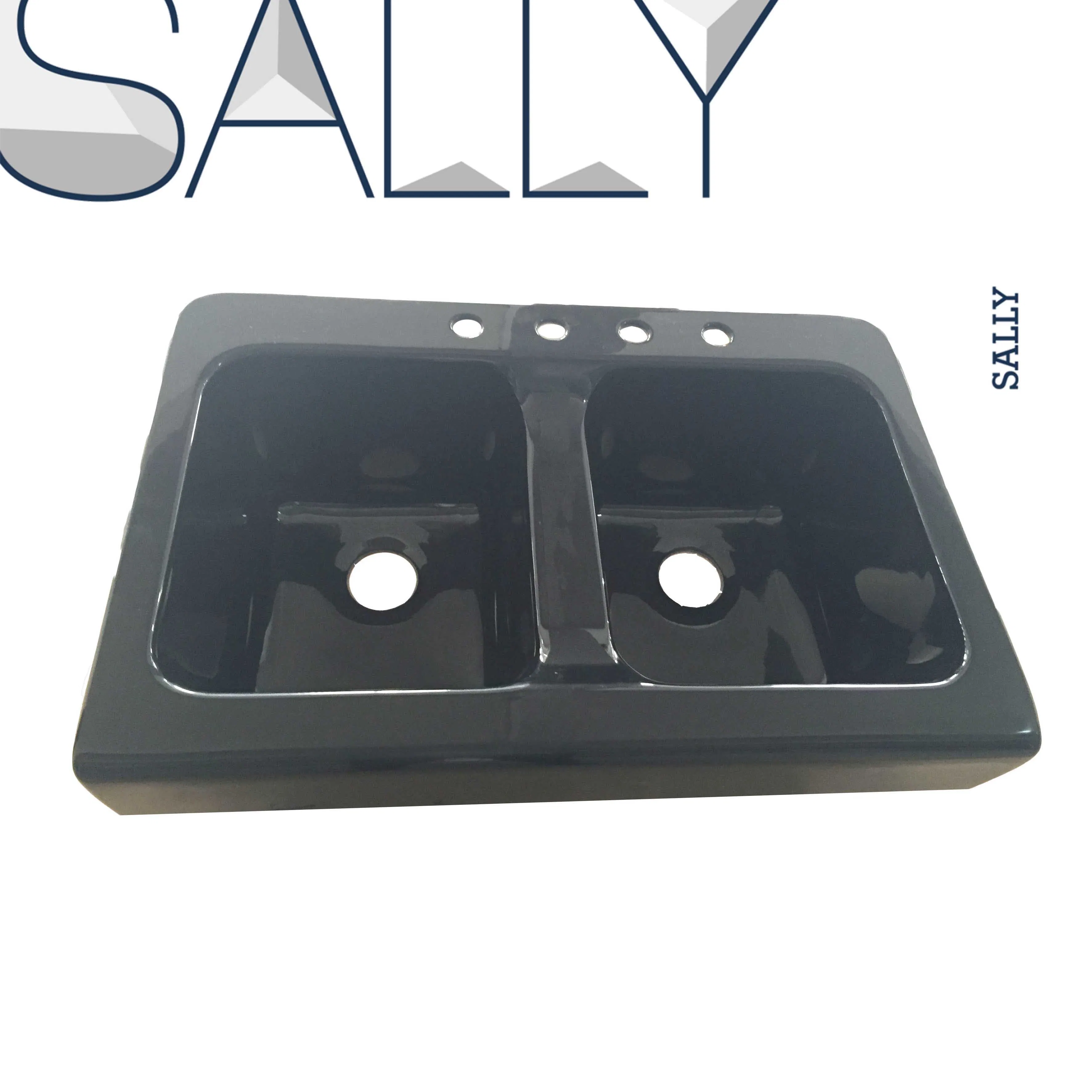 Contemporary Black Acrylic Double Bowl Laundry Sink for Modern Homes
