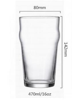Clear Glass British Pub Style Beer Nucleated Pint Glass Cup