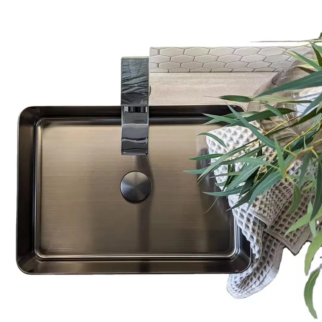 Luxury Bathroom Sink Face Square Stainless Steel Cabinet Wash Basin Sink