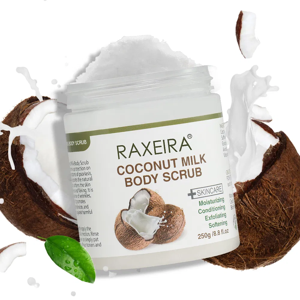 250g Private Label Whitening Removing Chicken Skin Coconut Milk Body Scrub