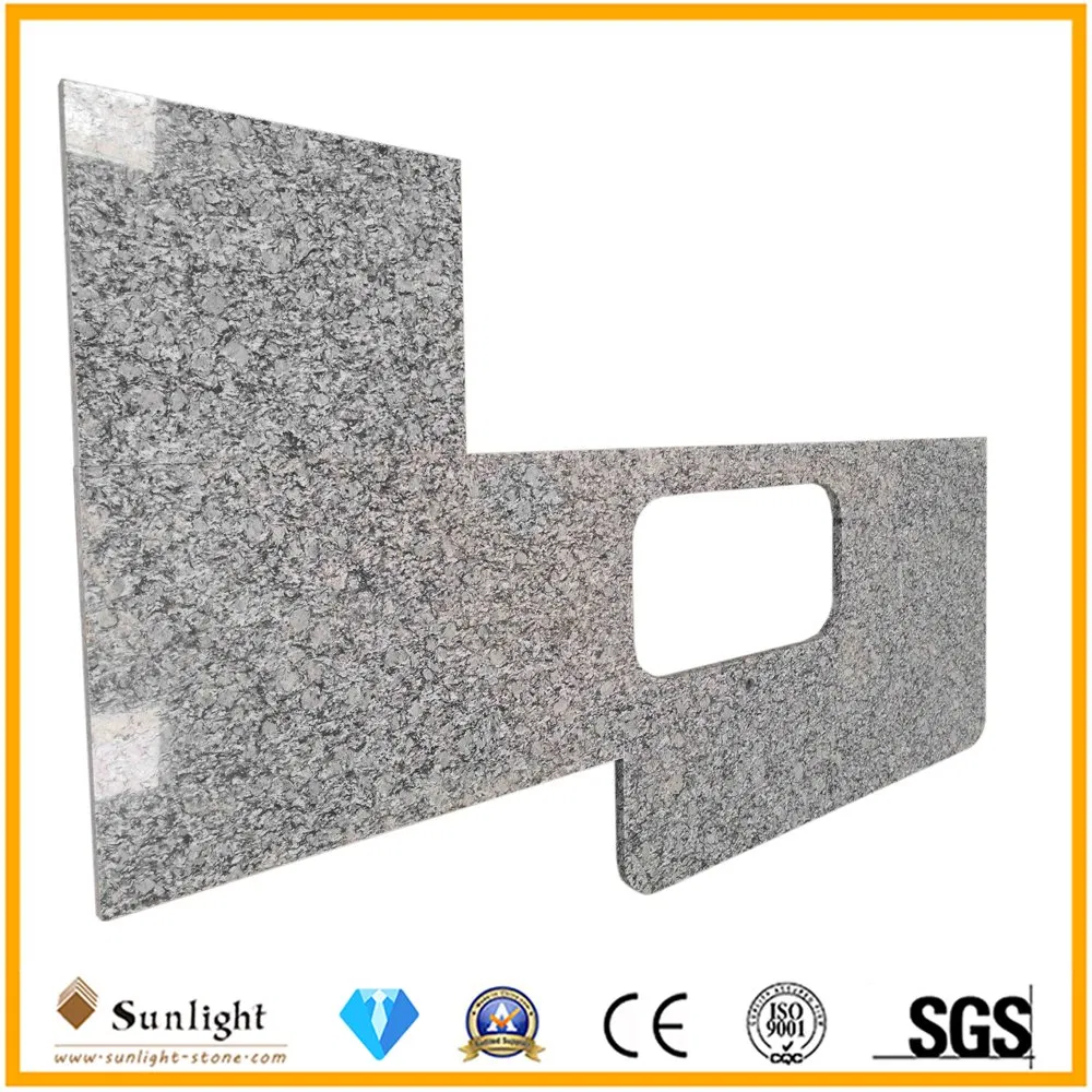 Custom White Wave Sea Flower Stone Kitchen Granite Counter Tops