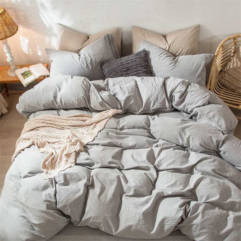 Civil Emergency Easy Care Hidden Zipper Durable Bedding Sets Light Gray Unique Breathable Anti Allergenic Duvet Cover Set Dormitory Relief Rescue