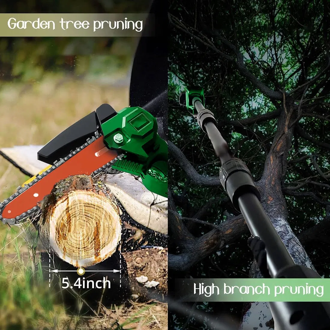 Cordless Pole Chain Saw 8 Inch Handheld Garden Chainsaw, 2.8m Long Reach Telescopic Pole (CDPC009)