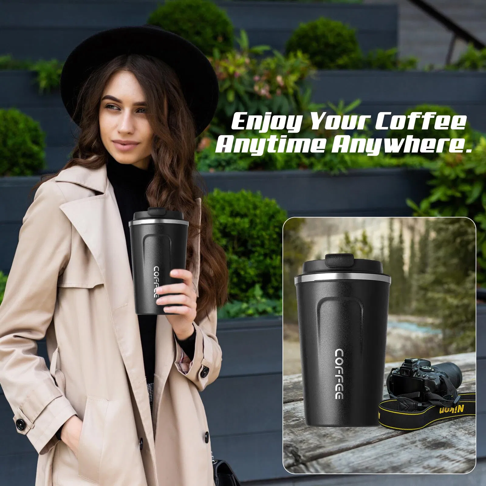 Stainless Steel Vacuum Insulated Travel Coffee Mugs Leak-Proof