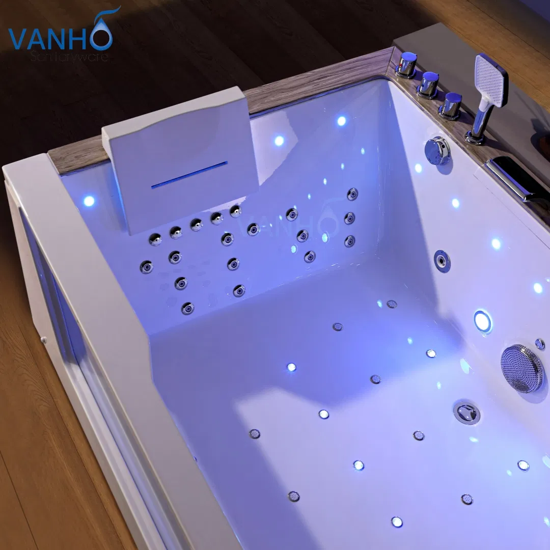 Угловая акриловая ванна для двоих с гидромассажем