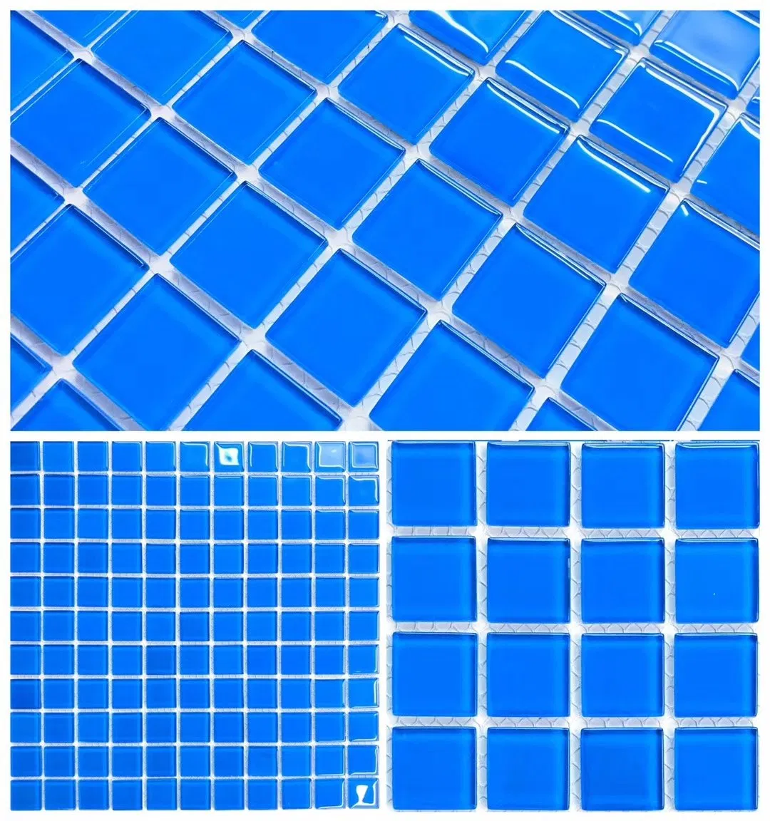 Hot Sale Square Tiles Mix Size Glass Glossy Mosaic for Swimming Pool Tile Bathroom