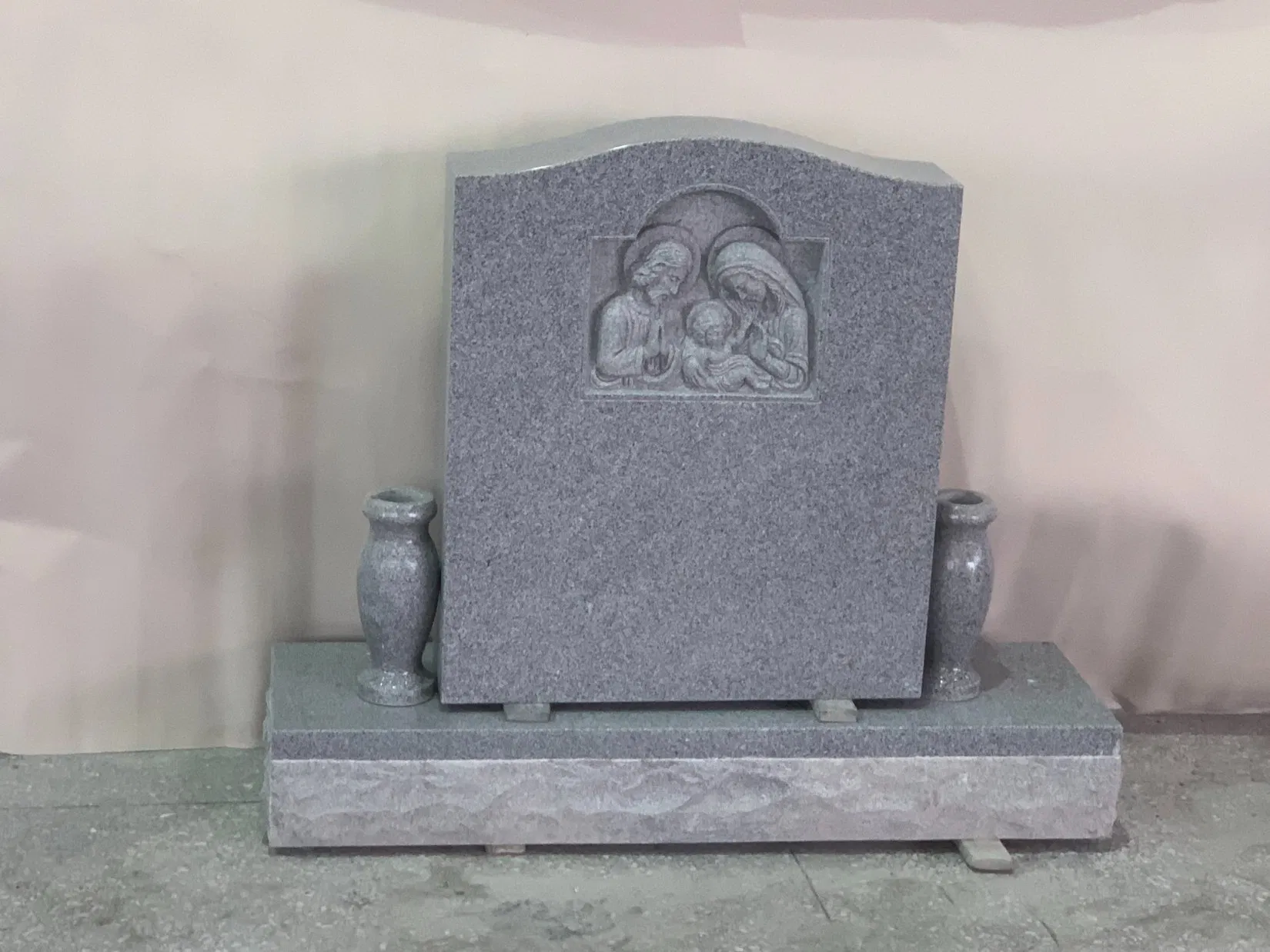 Black Galaxy Granite Tombstone Angel with Heart Headstone
