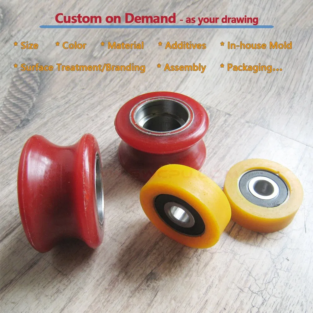 Custom Machining Smooth V Groove Roller Wheel, Polyurethane Nylon Plastic Bearing Wheel