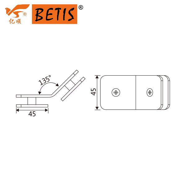 Customize Stainless-Steel Bathroom Shower Enclosure Hardware Heavy Duty 135 Degree Glass-to-Glass Clamp