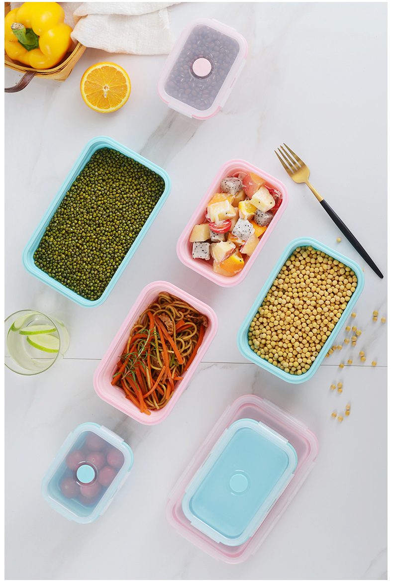 Outdoor Silicone Portable Folding Lunch Box for Travel, Microwave Bento Box, Kitchen Refrigerator Storage Fresh-Keeping Box, Retractable Box