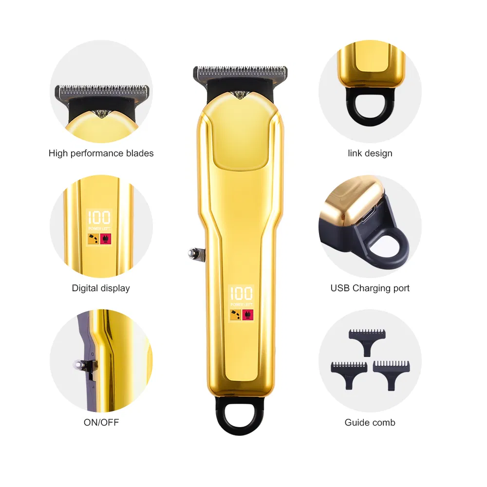 Professional Barber Lithium Battery Rechargeable T-Blade Hair Cut Machine Cordless Trimmer Electric Hair Clipper