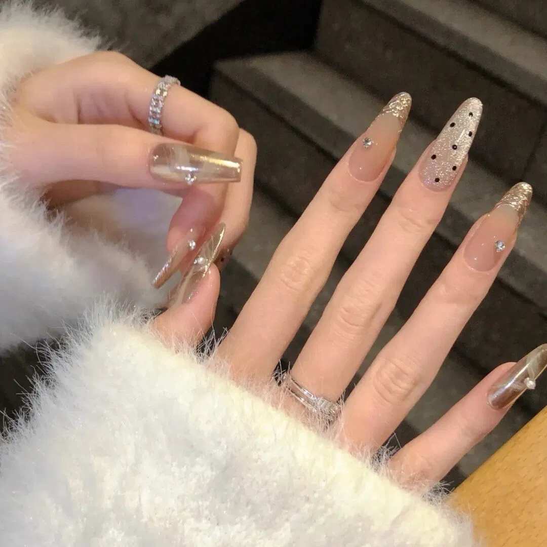 Handmade Polka DOT Cat Eyes Press on Nails