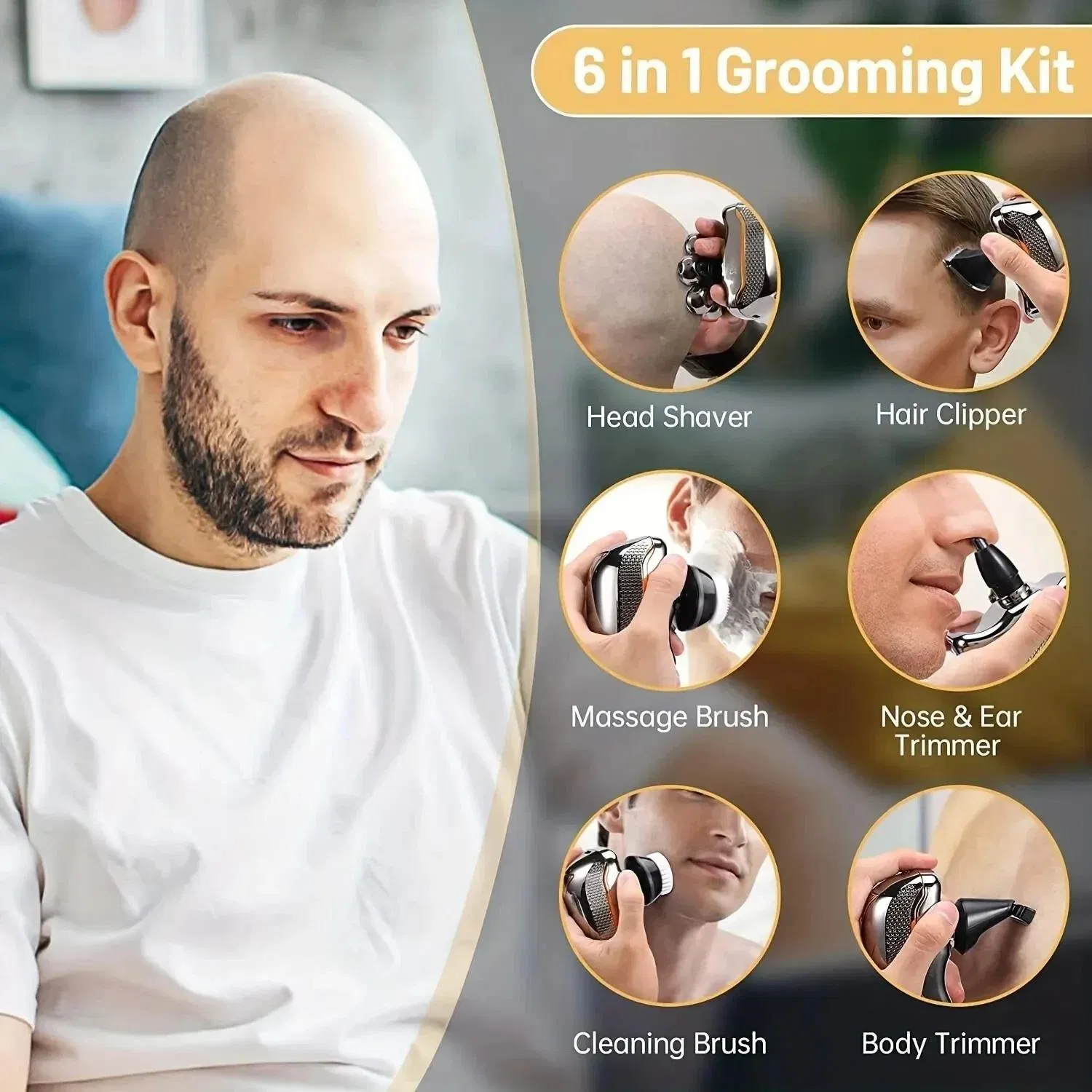 7-Head Electric Hair Clipper 2-in-1, Rechargeable Multi-Functional