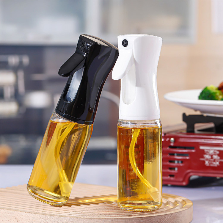 Kitchen Glass Oil Spray Bottle 200ml Transparent Pressure Olive Oil Dispenser Bottle
