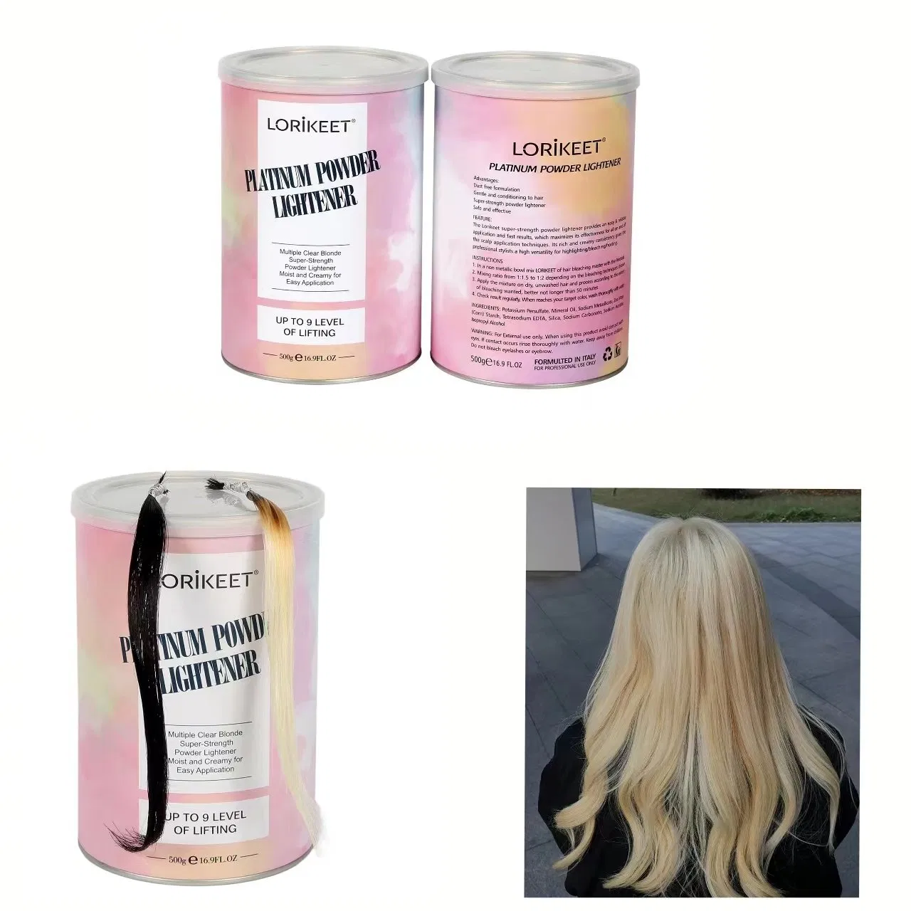 Free Samples Hair Bleaching Color Powder Lift up to Level 9/10/11 Lightening