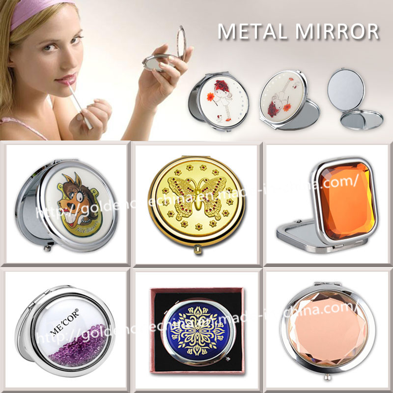 Promotion Gift Fashion Round Shape PU Leather Pocket Mirror