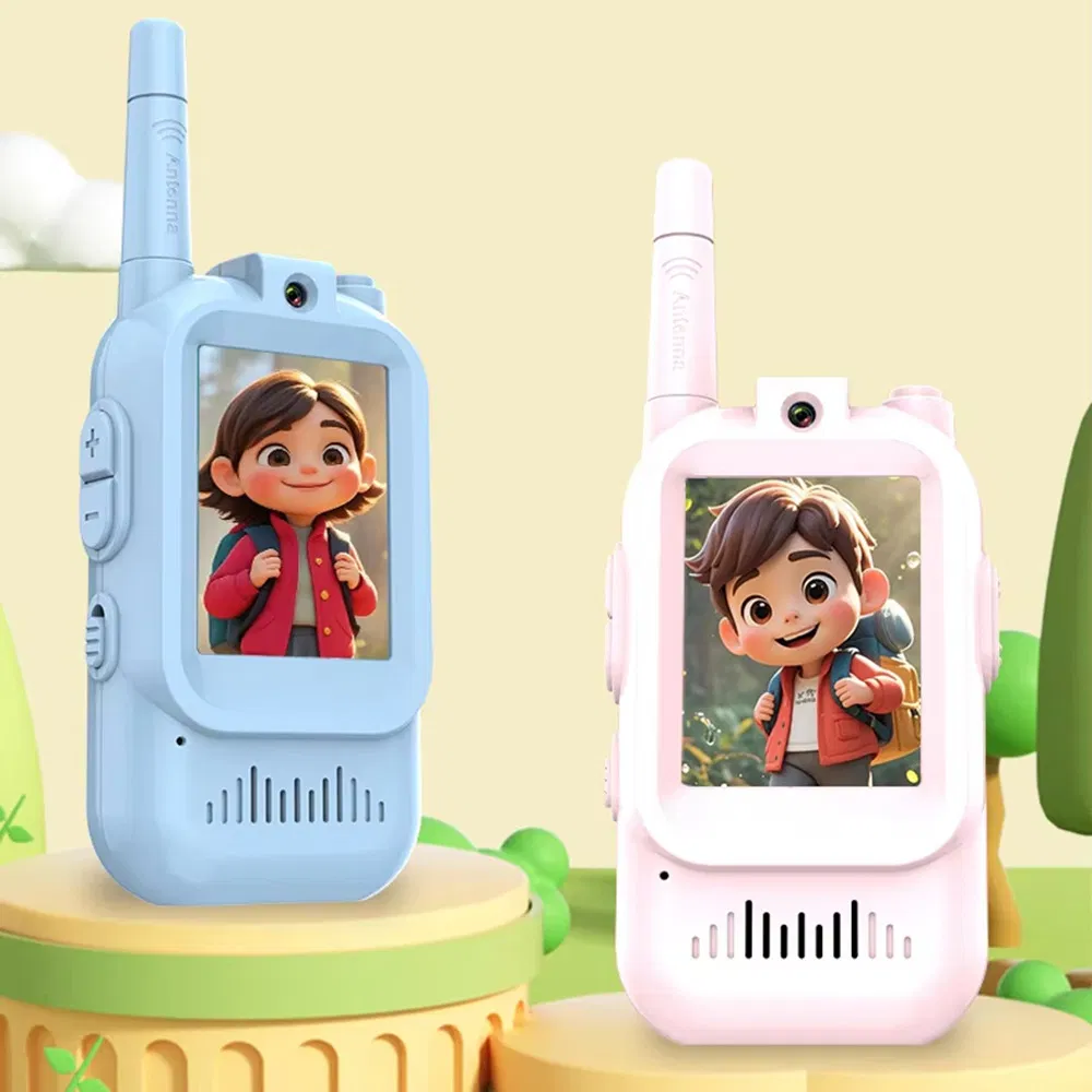 Jk200 1 Pair 2.0 Inch Screen Interactive Video Rechargeable Video Screen Walkie Talkie Set for Children 150-500m Long Range Communication