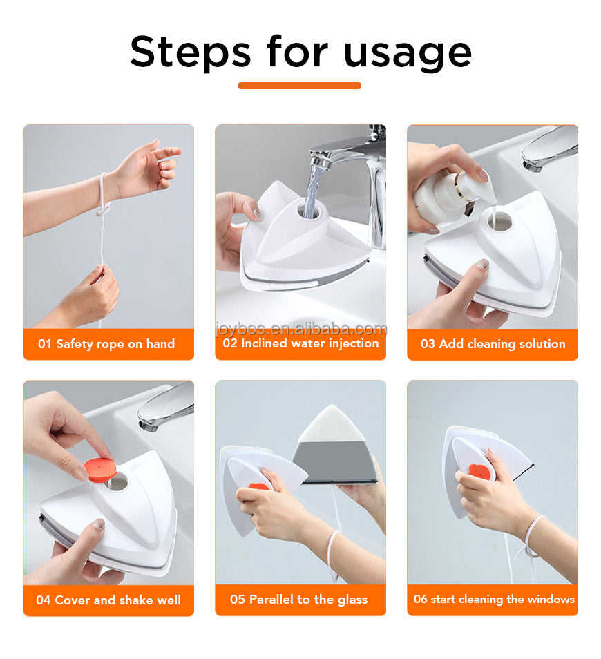 Magnetic Automatic Water Discharge Double-Layer Wiper Household Special Window Cleaner