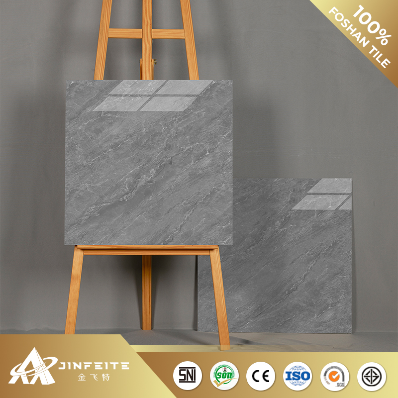 Dark Grey High Gloss Marble Tile Luxury Design for Bathroom 60*60cm Cheap Price