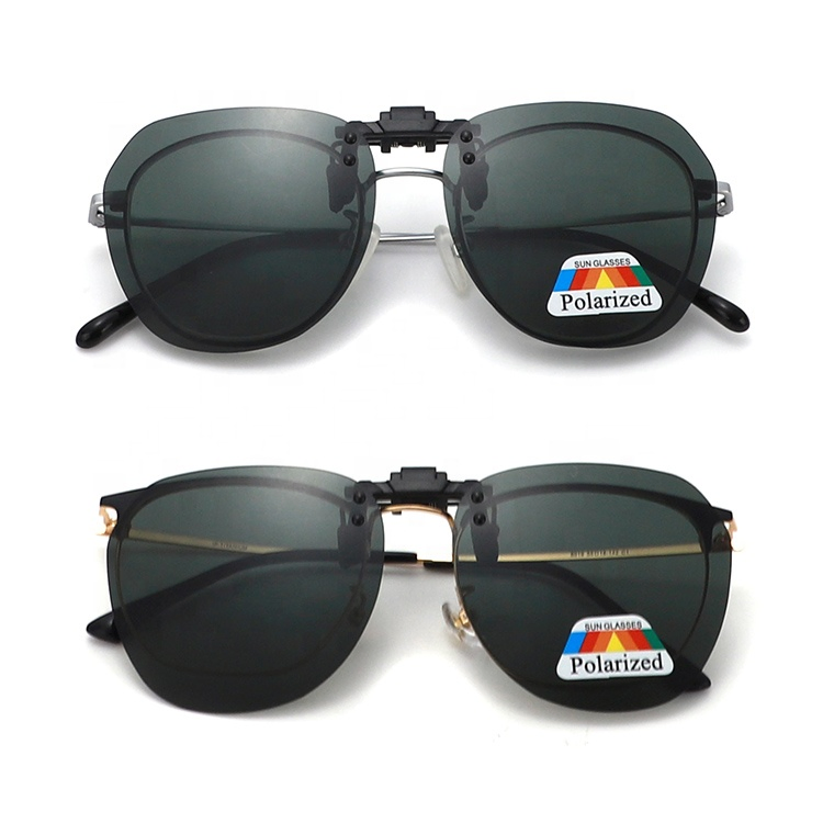 Clip-on Sunglasses Unisex Polarized Frameless Rectangle Lens Flip up Clip on Prescription Lenses Clip_Algz_1600551327