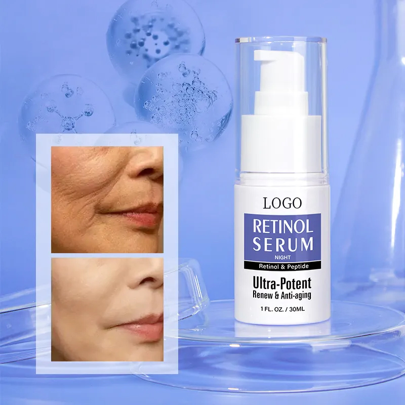 Private Label OEM Skin Care Anti Aging Wrinkle Brightening Hyaluronic Acid + Vitamin E Face Retinol Serum