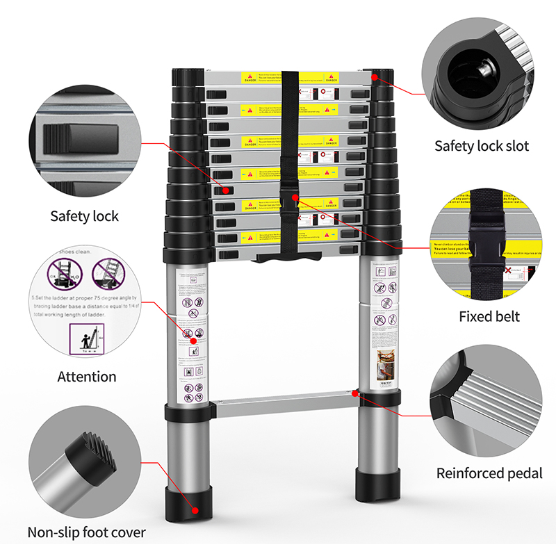 Portable Anti Slip Aluminum Foldable Telescopic Extension Step Ladder