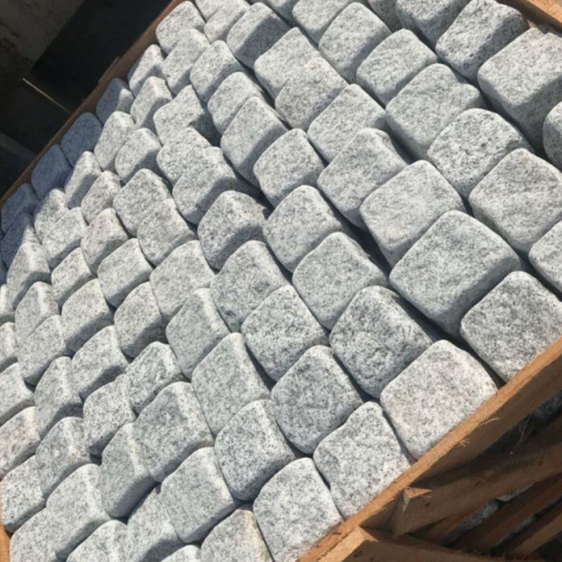 Wholesale Pavement Stone Paving Sesame White Granite Cobble Stone