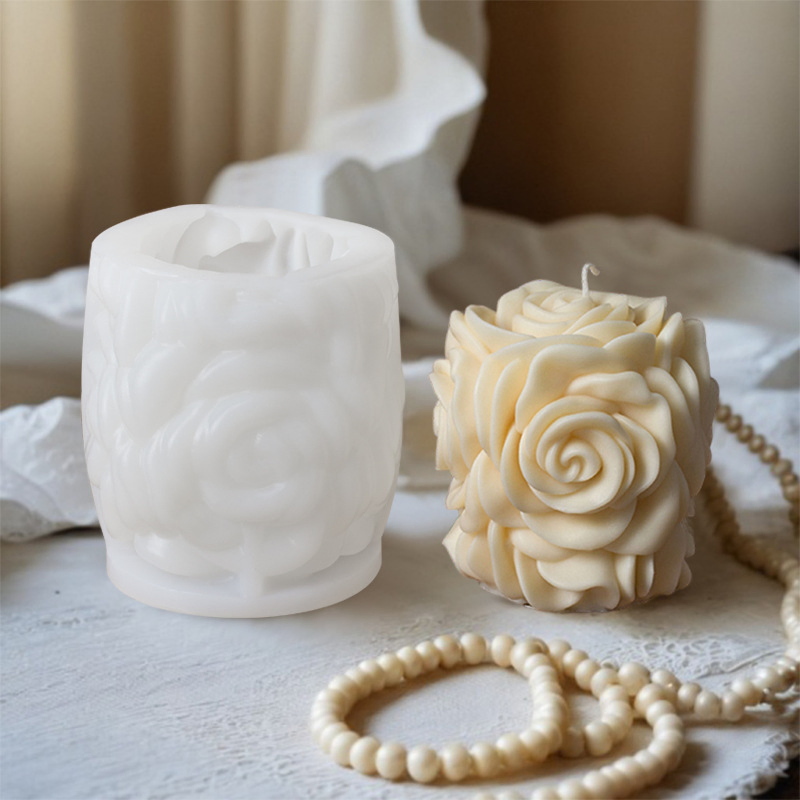 Wedding Party Flower Candle Making Mold Cylinder Silicone Soap Mold Epoxy Resin Mould