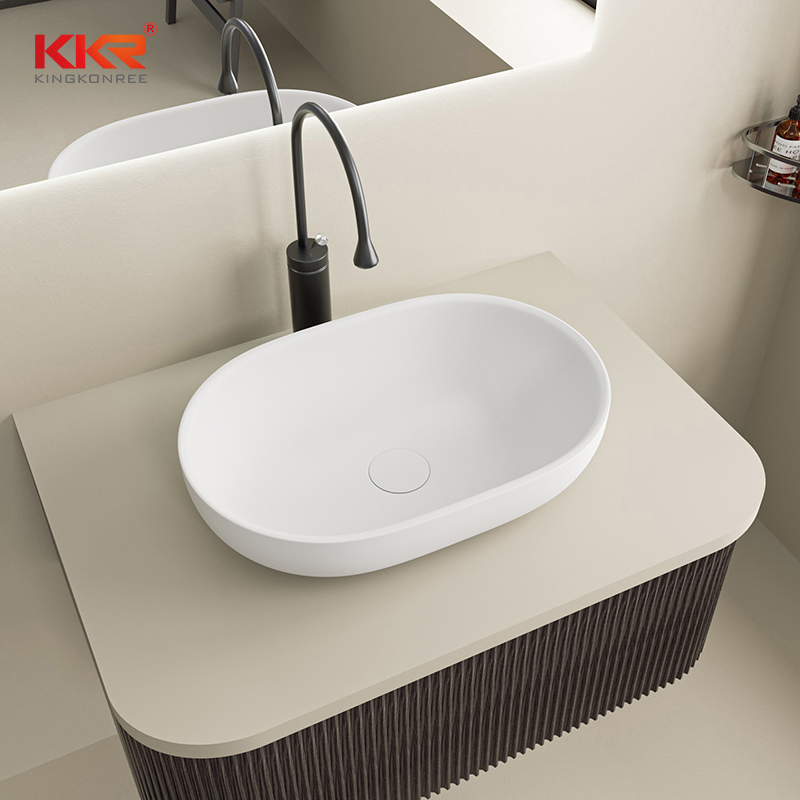 China Factory Wholesale Price Solid Surface Tabletop Wash Basin Bathroom Countertop Sink Vessel Basin
