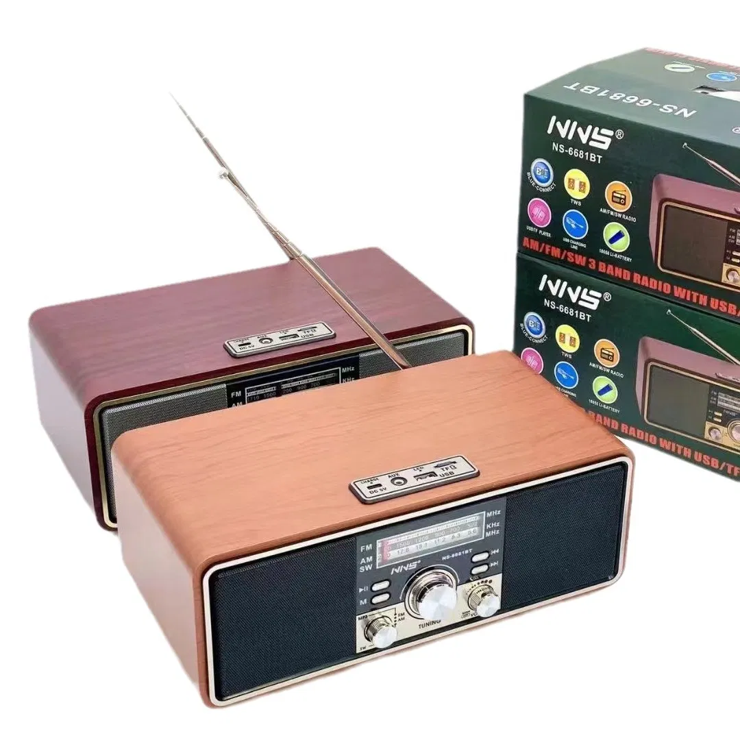 Радио-колонка NS-6681BT в деревянном корпусе с Bluetooth