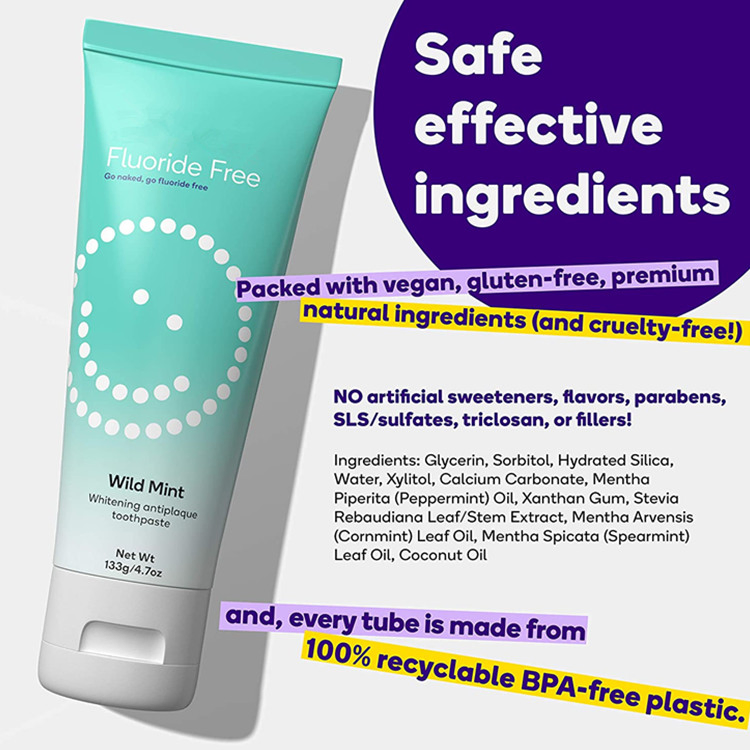 Natural Wonderful Formula Whitening Antiplaque Fluoride Free Toothpaste