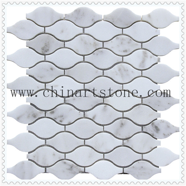 China White Carrara Fan /Round Marble Granite Stone Pattern Mosaic