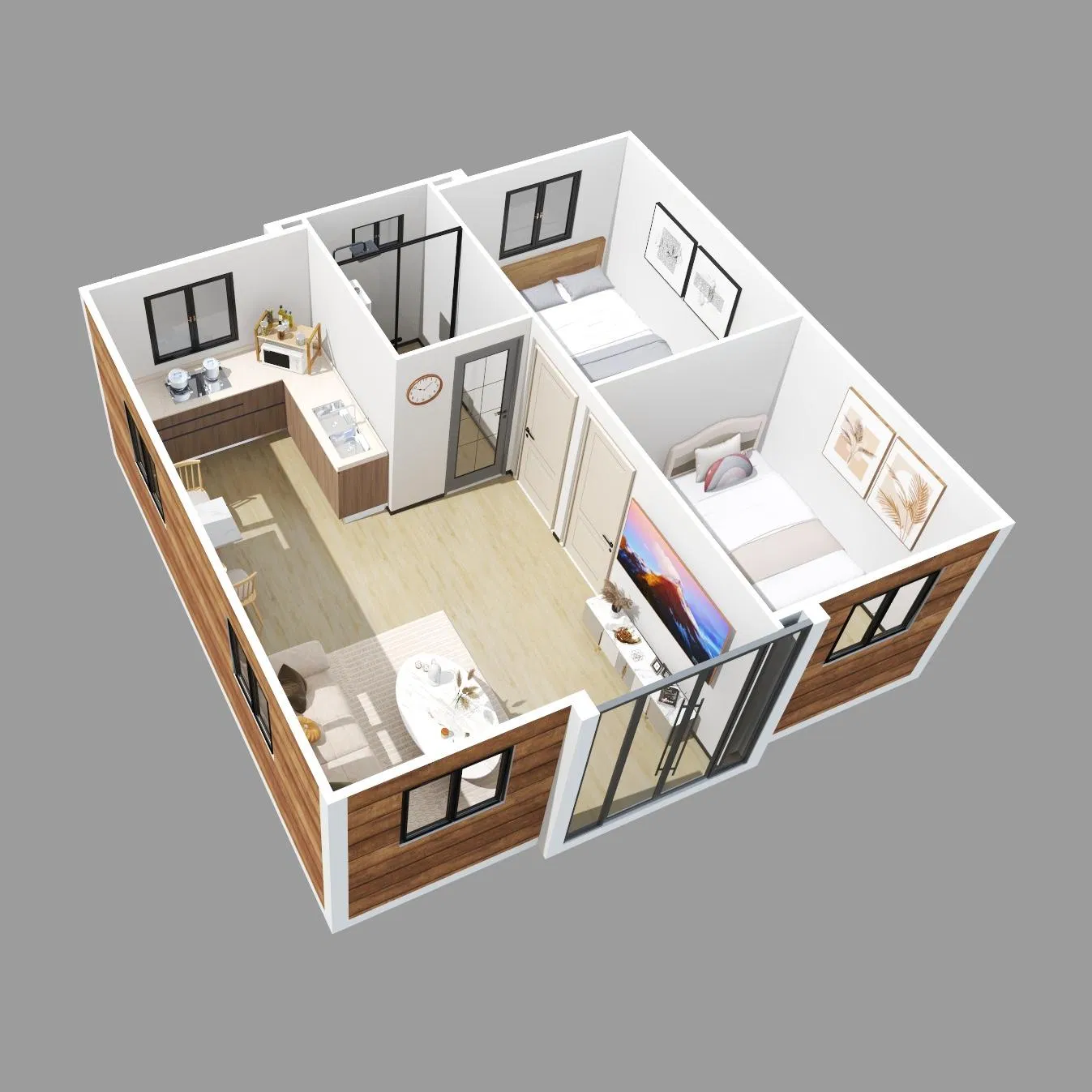 20FT Prefab Modular Container House, Foldable and Expandable Container House, Integrated House